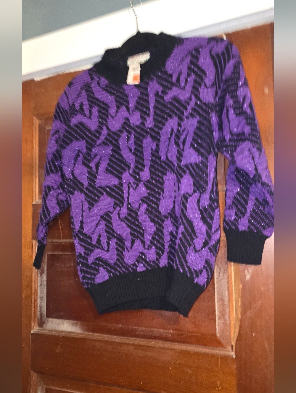 Vintage Stefano Purple and Black Patterned Sweater